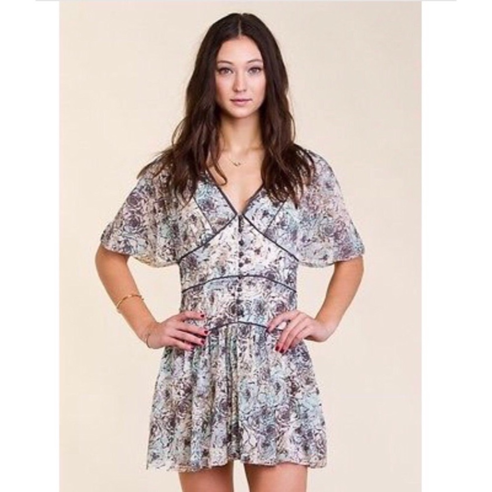 NWT Free People Floral Chiffon Mini Dress sz 2